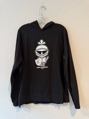 Karl Lagerfeld Black Hoodie with White Knight Graphic